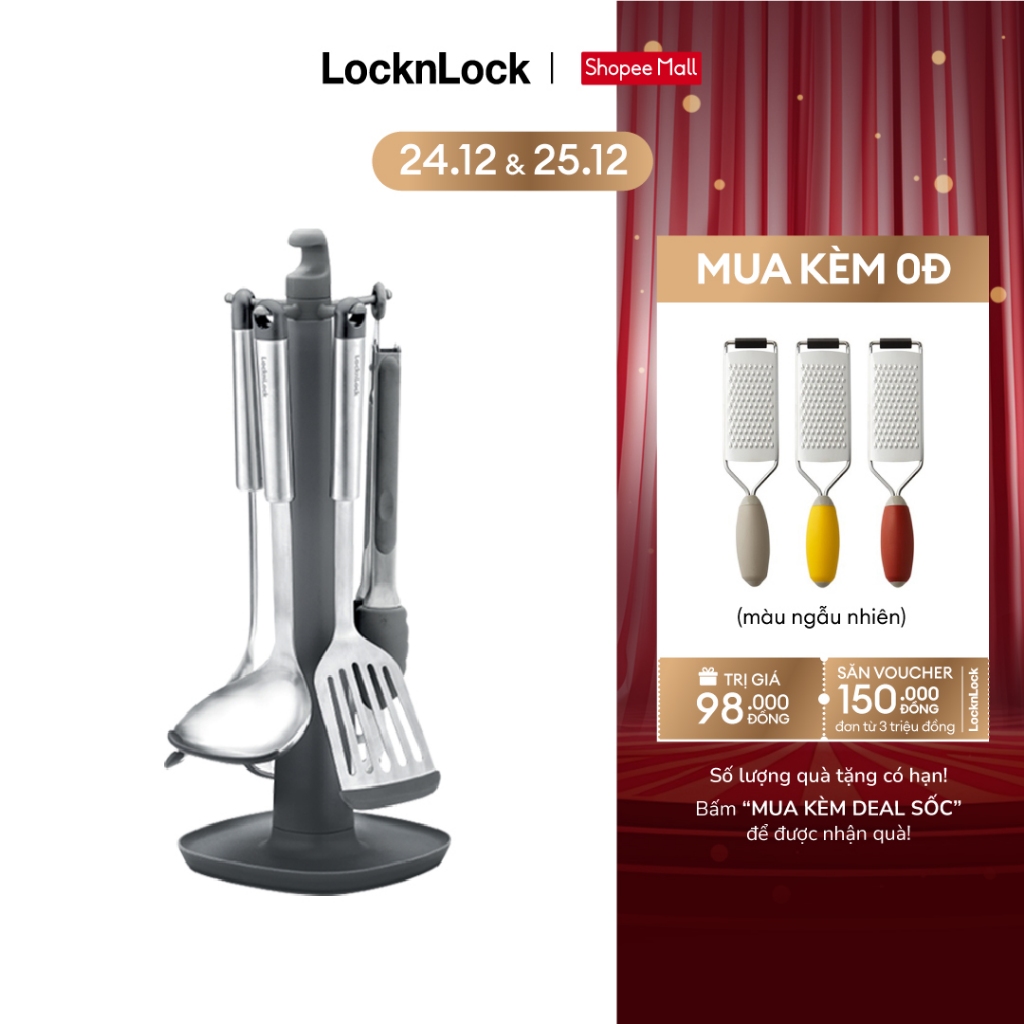 Bộ dụng cụ nhà bếp 6 món Lock&Lock Kitchen Tools Set - màu xám CKT330S01