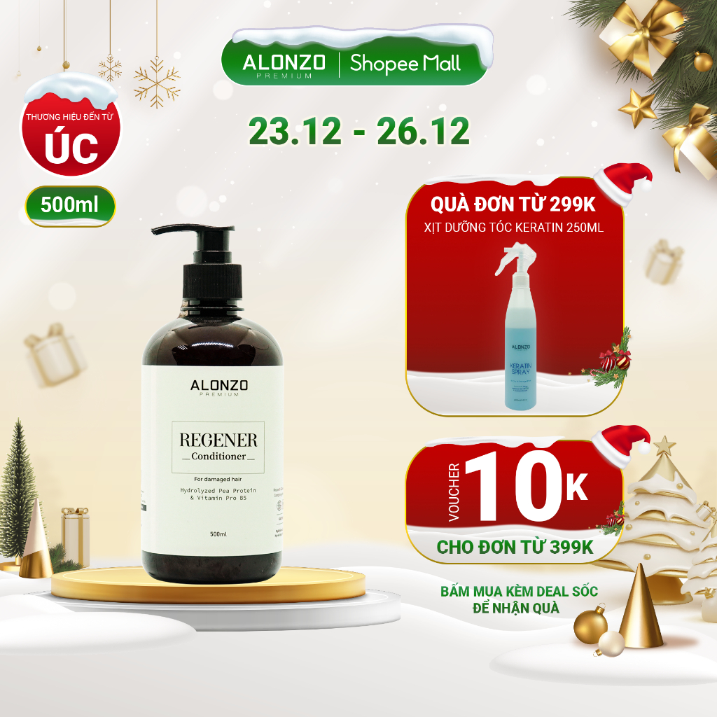 Dầu xả ngăn ngừa rụng tóc, phục hồi tóc hư tổn, chiết xuất đậu Hà Lan, Vitamin Pro B5 ALONZO Premium Regener - 500ml