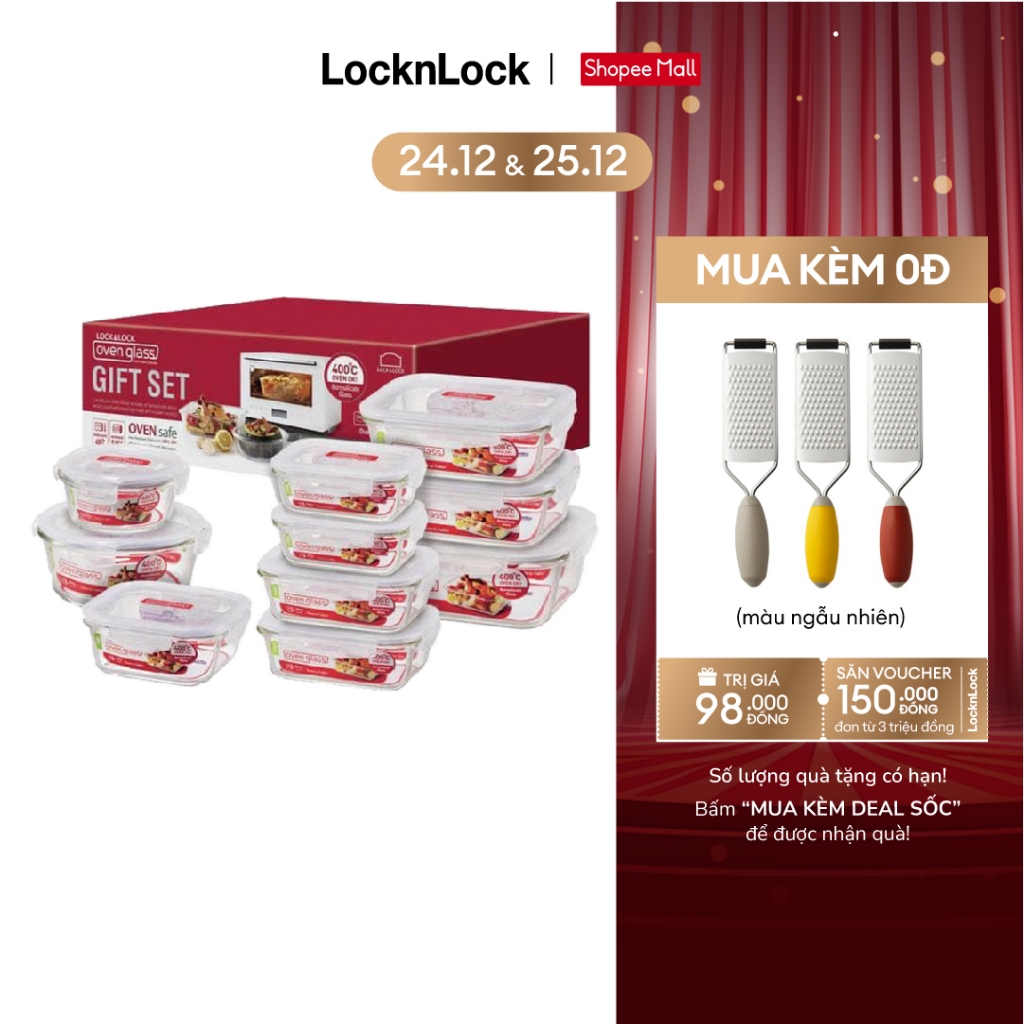 Bộ 10 Hộp thủy tinh chịu nhiệt Lock&Lock LLG455S001