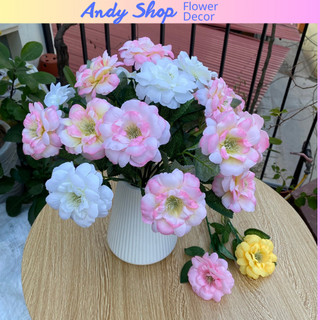 Hoa hồng trà, cẩm chướng trang tí nhà cửa Hoa giả để bàn, decor phòng - Andy shop