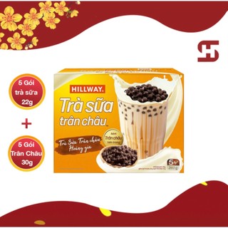 Trà sữa trân châu hòa tan hillway - vị truyền thống - hộp 260g - 5 gói