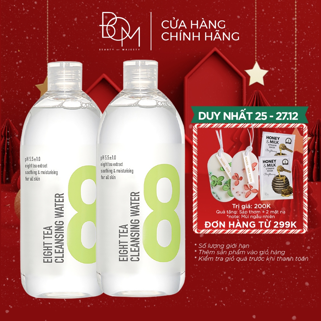 Combo 2 Chai Nước Tẩy Trang Làm Sạch Da Không Chứa Cồn BOM Eight Tea 1000ml