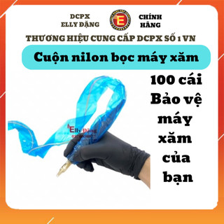Bọc máy xăm hộp nhỏ tiện lợi, bọc dây máy phun xăm với 100 dây nilon bọc máy