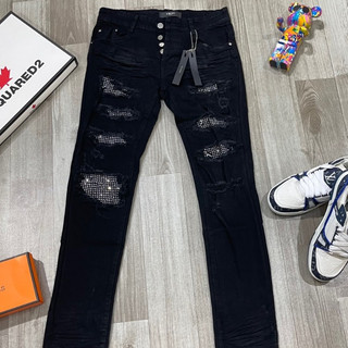 Quần jean nam đính đá nhỏ siêu cấp chất jean co dãn,thời trang nam hot trend 2024