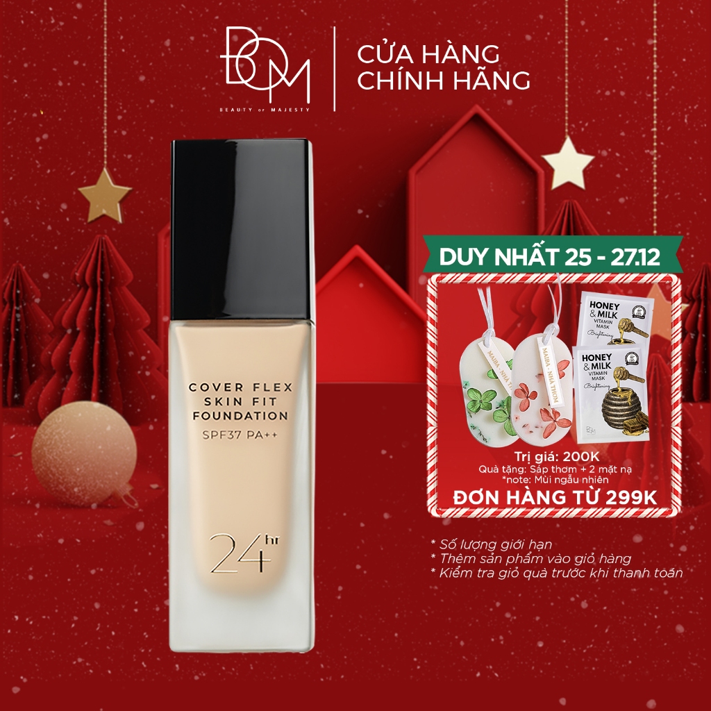 Kem Nền Lâu Trôi Che Khuyết Điểm BOM Cover Flex Skin Fit Foundation 30ml