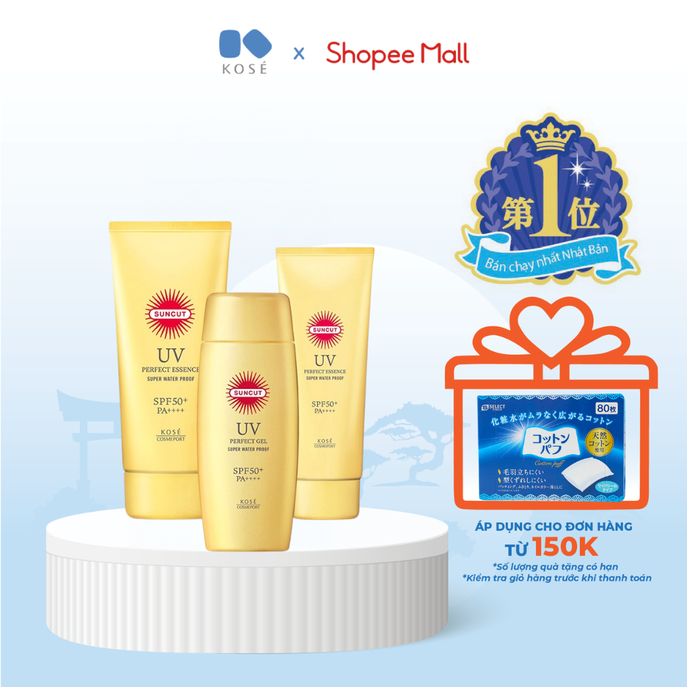 Kem Chống Nắng, Chống Nước Kose Suncut Nhật Bản Bảo Vệ Da Khỏi Tia UV, Bụi Mịn SPF50+ PA++++ 110g,100g,60g