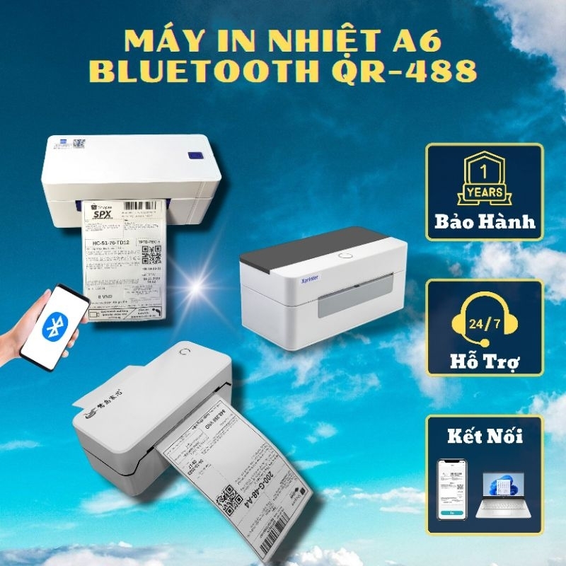 Máy in nhiệt khổ A6-A7 Xprinter 463B & QR-488BT, kết nối Bluetooth với điện thoại, tốc độ 150mm/s [BẢO HÀNH 12 THÁNG]