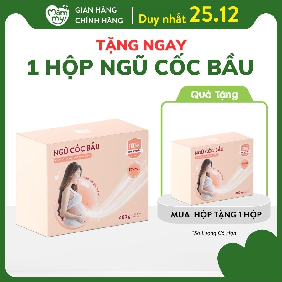 Bột ngũ cốc bầu Mămmy với 10 loại hạt quý giàu chất dinh dưỡng dành cho mẹ bữa ăn tiện lợi, hộp 400g