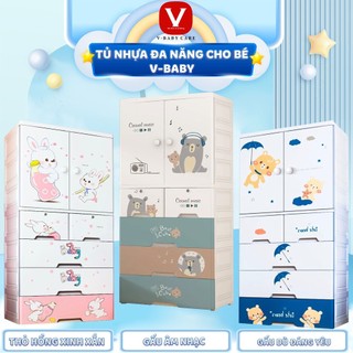 [NEW] Tủ Đựng Đồ Hình Gấu Xinh Xắn Cho Bé V-BABY Tiện Lợi T6 & T9 Tủ Nhựa PP An Toàn, Chắc Chắn