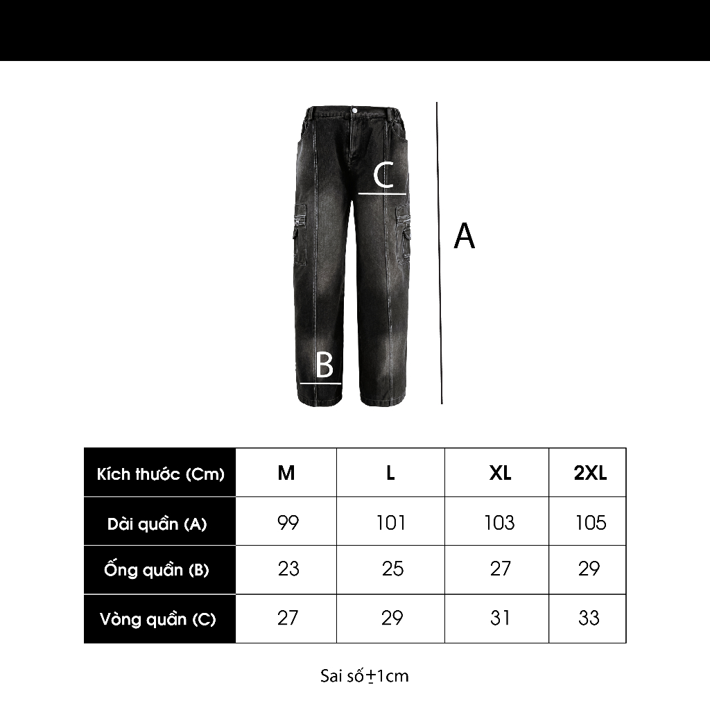 Quần jean unisex túi hộp 2 bên ống suông rộng CB02, Màu Silver Wash Denim khóa kéo - Cạp Bán Chun 2 bên Catima