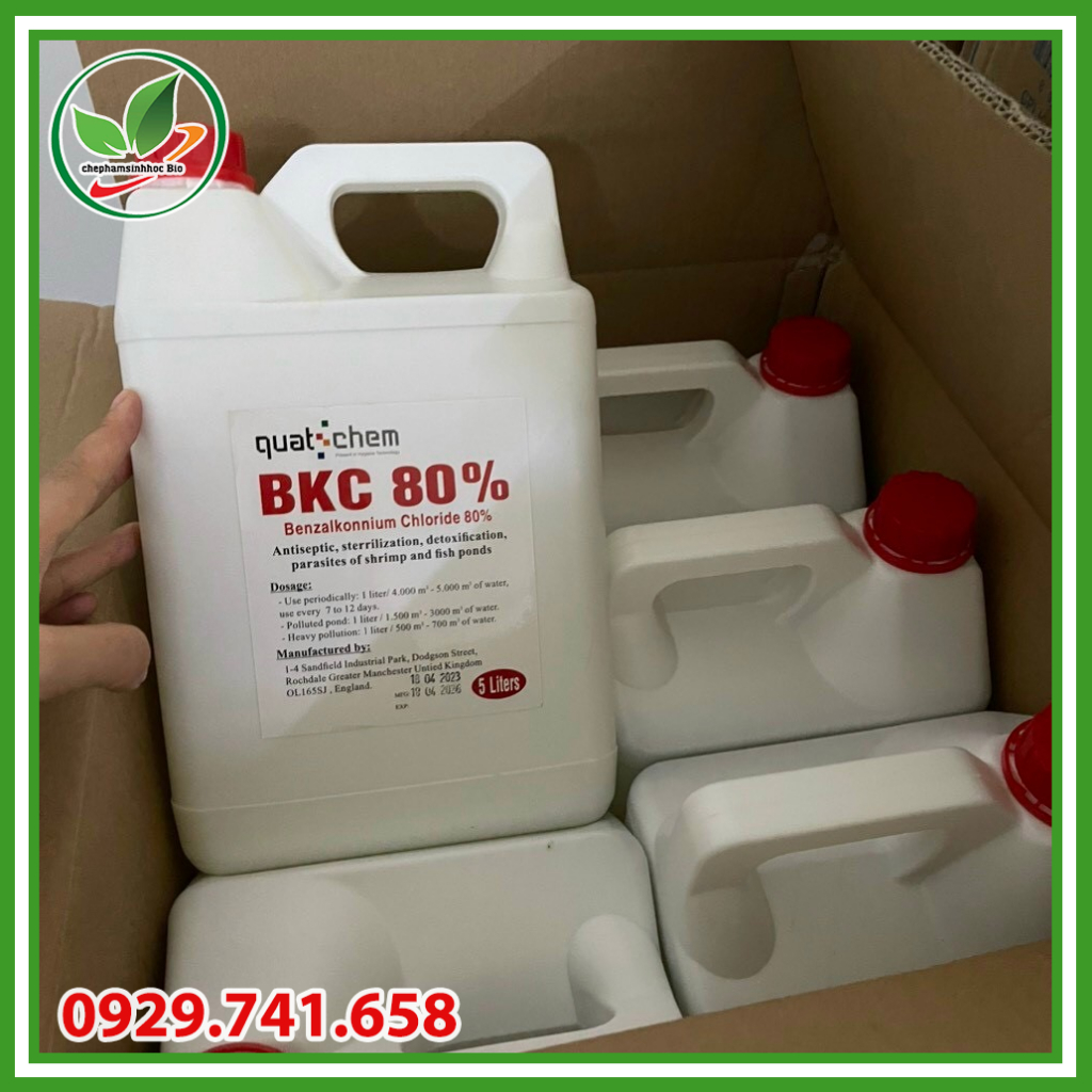 BKC 80%. Sản phẩm xử lý nước ao nuôi cá. Can 5l
