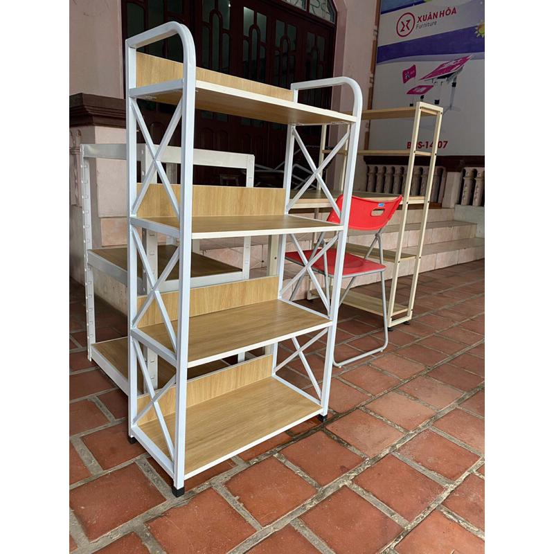 Kệ sách gỗ, kệ giày, kệ để đồ 3 tầng, 4 tầng, 5 tầng khung thép mặt gỗ chắc chắn