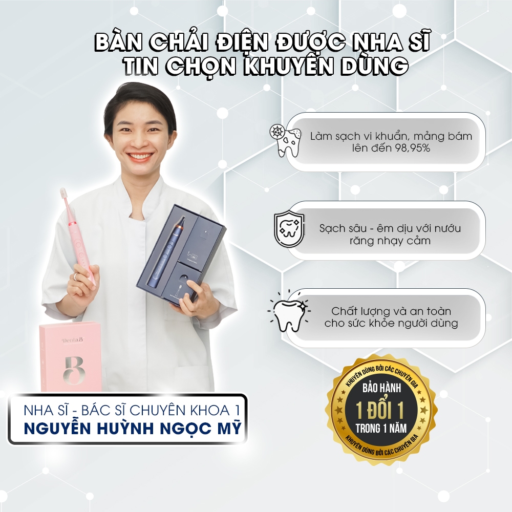 Bàn chải điện Denta.B Pro 9 Cấp Độ chuẩn châu Âu đánh răng sạch sâu êm nướu bảo hành 15 tháng