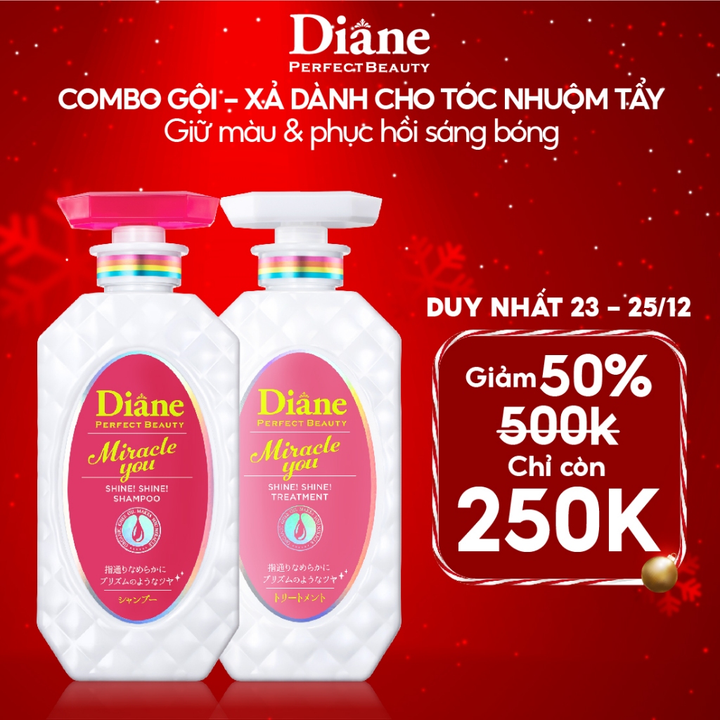 Cặp gội xả Phục Hồi Sáng Bóng Cho Tóc Nhuộm Tóc Tẩy Diane Perfect Beauty Miracle you Shine Shine 450ml