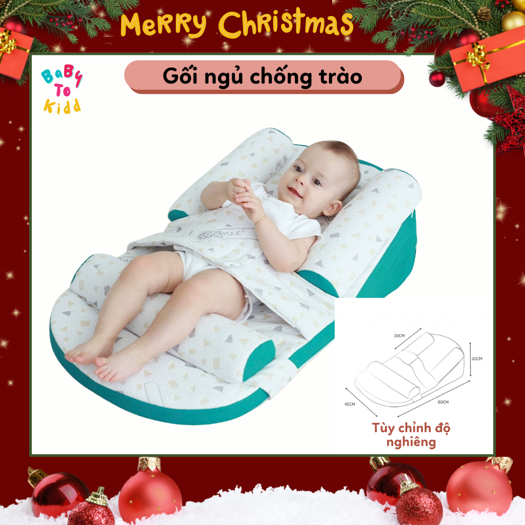 Gối chống trào ngược cho bé, đệm gối chống trào và định hình tư thế ngủ cho bé cao cấp MK23-052