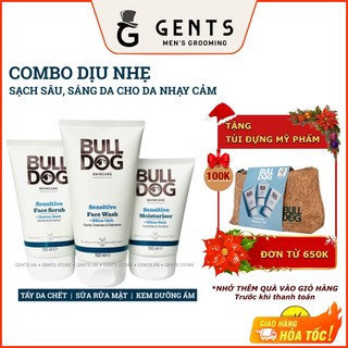 Bộ chăm sóc da nhạy cảm sạch sâu, sáng da nam Bulldog Skincare Sensitive gồm sữa rửa mặt, tẩy tế bào chết & kem dưỡng ẩm
