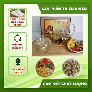 Trà dưỡng nhan ngũ vị thảo mộc đẹp da giữ dáng thanh nhiệt hộp 20 gói tặng kèm túi lọc