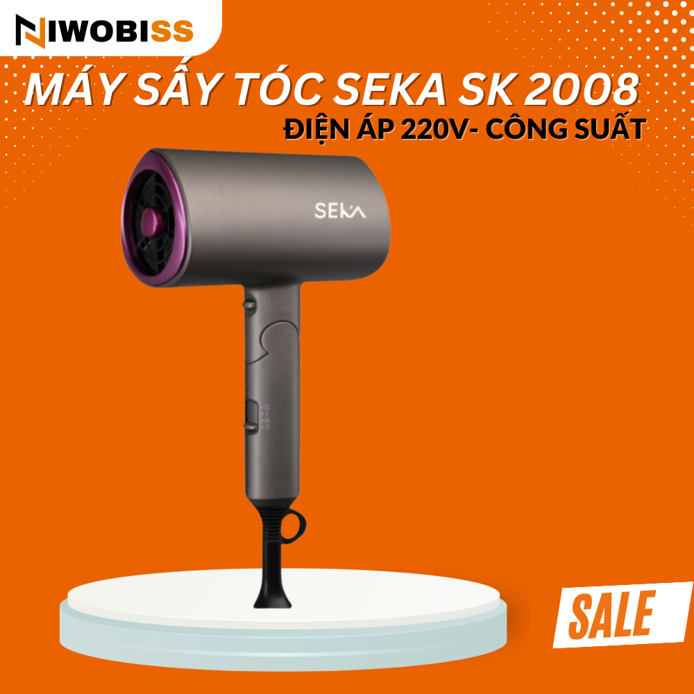 Máy sấy tóc Seka SK2008 gấp gọn công suất lớn 1200W 3 chế độ sấy tặng kèm loa sấy tạo kiểu bảo hành 12 tháng