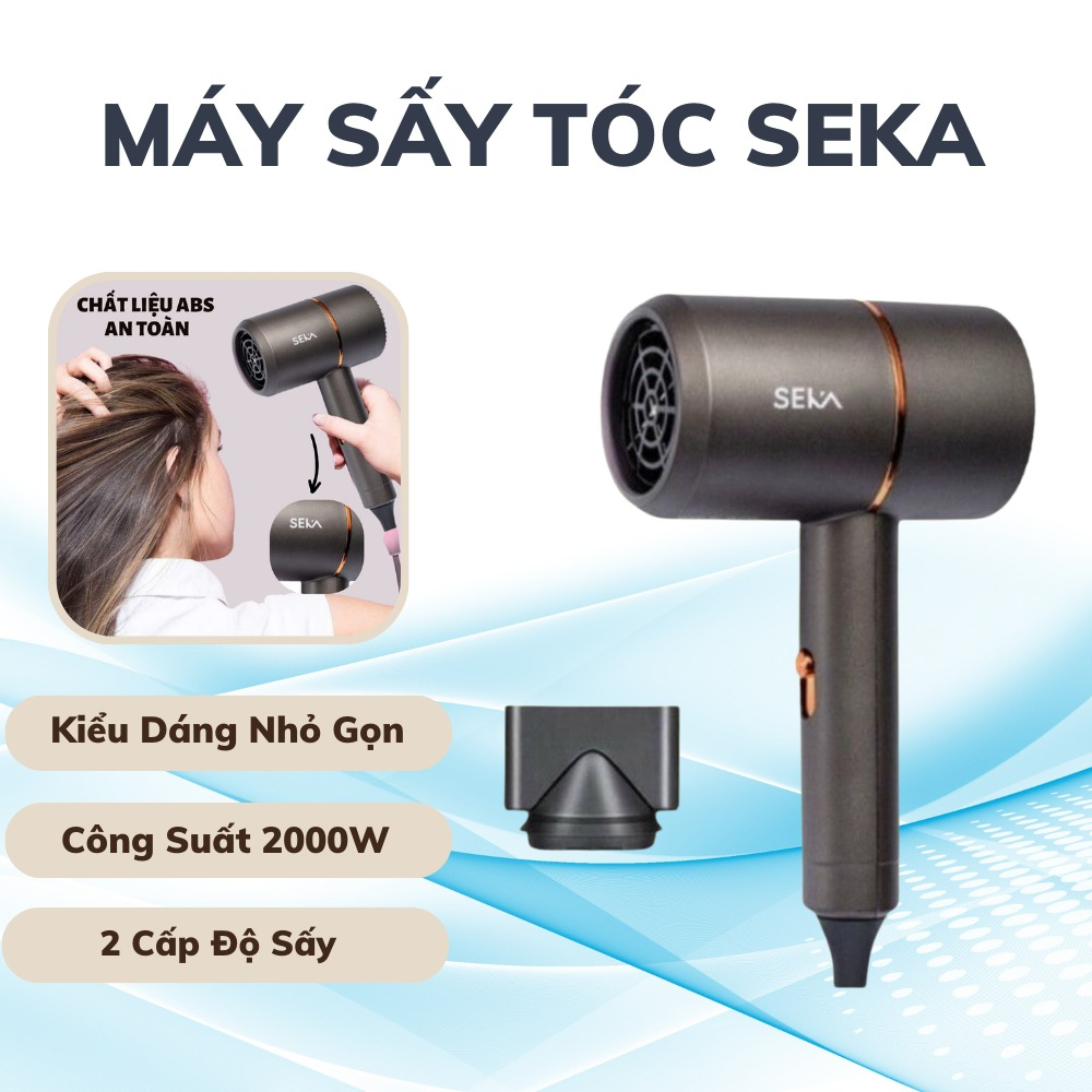 Máy sấy tóc Seka SK2008 gấp gọn công suất lớn 1200W 3 chế độ sấy tặng kèm loa sấy tạo kiểu bảo hành 12 tháng