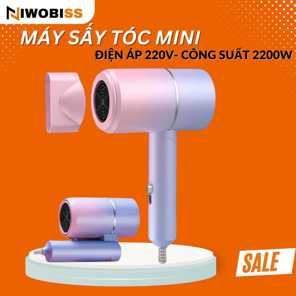 Máy Sấy Tóc Gấp Gọn Mini - Máy Sấy Tóc Tạo Kiểu Công Suất 2200W Chuẩn Salon Sấy Khô Siêu Nhanh