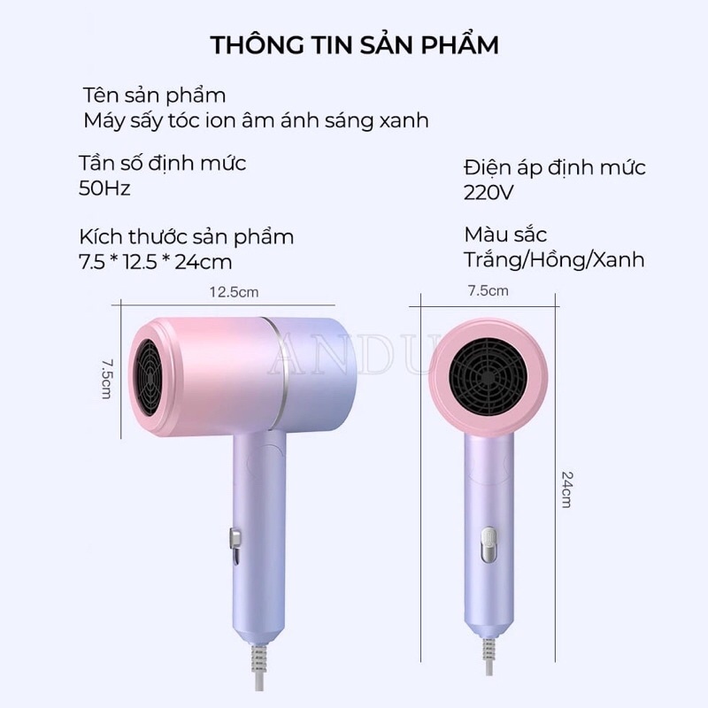 Máy Sấy Tóc Gấp Gọn Mini - Máy Sấy Tóc Tạo Kiểu Công Suất 2200W Chuẩn Salon Sấy Khô Siêu Nhanh