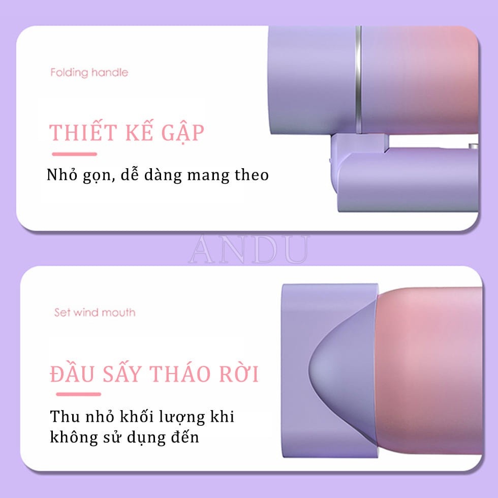Máy Sấy Tóc Gấp Gọn Mini - Máy Sấy Tóc Tạo Kiểu Công Suất 2200W Chuẩn Salon Sấy Khô Siêu Nhanh