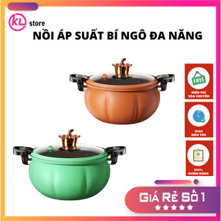 Nồi Áp Suất Bí Ngô Chống Dính 8L - Nồi Hầm 4in1 Hầm Gà, Cháo, Nồi Chiên, Xào Nấu Đa Năng