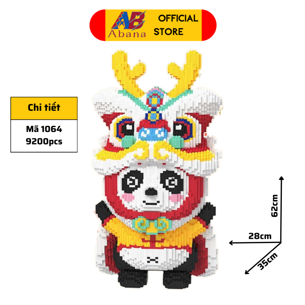 Bộ Xếp Hình Hổ Lân 70CM, LEGO DORAEMON Lân 68CM, Panda Lân Abana, Lắp Ghép Dễ Dàng, Có Kèm Hướng Dẫn, Tặng Kèm Búa Đèn