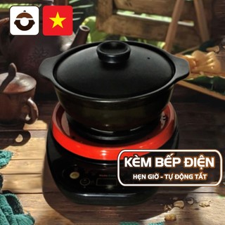Nồi đất điện đa năng bằng sứ 1,2L (Đen) NodaCook Bát Tràng