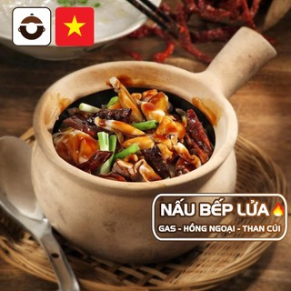 Nồi đất nấu cháo nhỏ 1 lít có tay cầm NodaCook Bát Tràng - Nấu cháo Ếch / Bánh canh