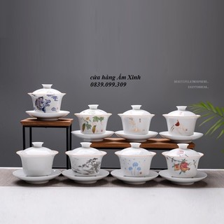Chén Khải sứ trắng Bạch Định thấu quang 180 ml