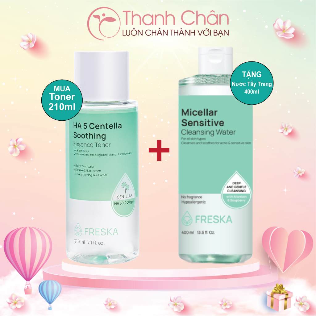 Nước hoa hồng Freska HA 5 Centella Soothing Essence Toner 210ml