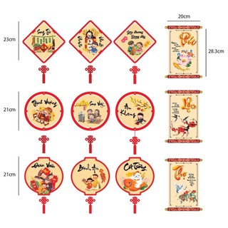Decor trang trí xuân năm mới, trang trí cửa ngày tết, Bảng gỗ treo cửa