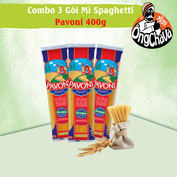 Combo 3 Gói Mì Ý Pavoni 400g 100% Lúa Mì Nguyên Chất (Pavoni Spaghetti)
