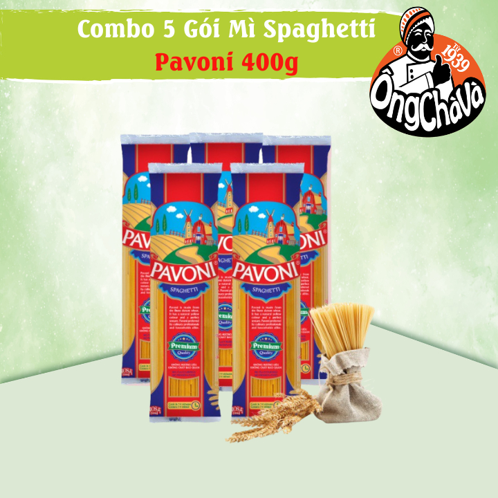 Combo 5 Gói Mì Ý Pavoni 400g 100% Lúa Mì Nguyên Chất (Pavoni Spaghetti)