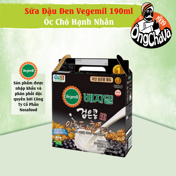 [MUA 2 GIẢM 50%] - Thùng 16 Hộp Sữa Hạt Đậu Đen Óc Chó Hạnh Nhân Vegemil 190ml (Black Bean, Almond & Walnut)