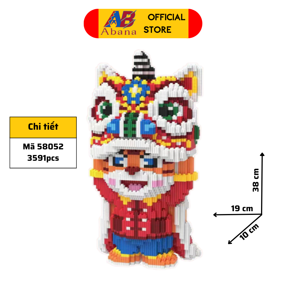 Bộ Xếp Hình Hổ Lân 70CM, LEGO DORAEMON Lân 68CM, Panda Lân Abana, Lắp Ghép Dễ Dàng, Có Kèm Hướng Dẫn, Tặng Kèm Búa Đèn