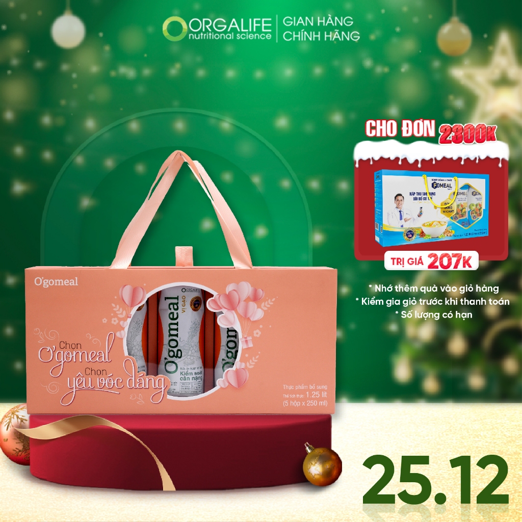 Hộp quà dinh dưỡng 5 ngày nhẹ người 1 tuần dáng thon Ogomeal vị gạo 5 hộp (250ml/hộp)