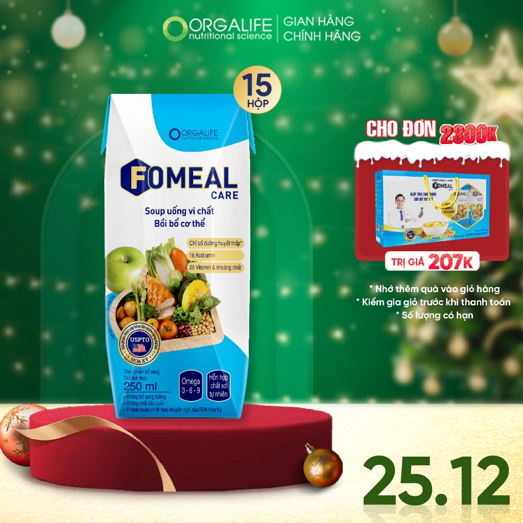 Combo 2 tuần tăng cân, thay thế bữa ăn,ổn định đường huyết, dễ hấp thu, tăng đề kháng Fomeal care 15 hộp (250ml/hộp)