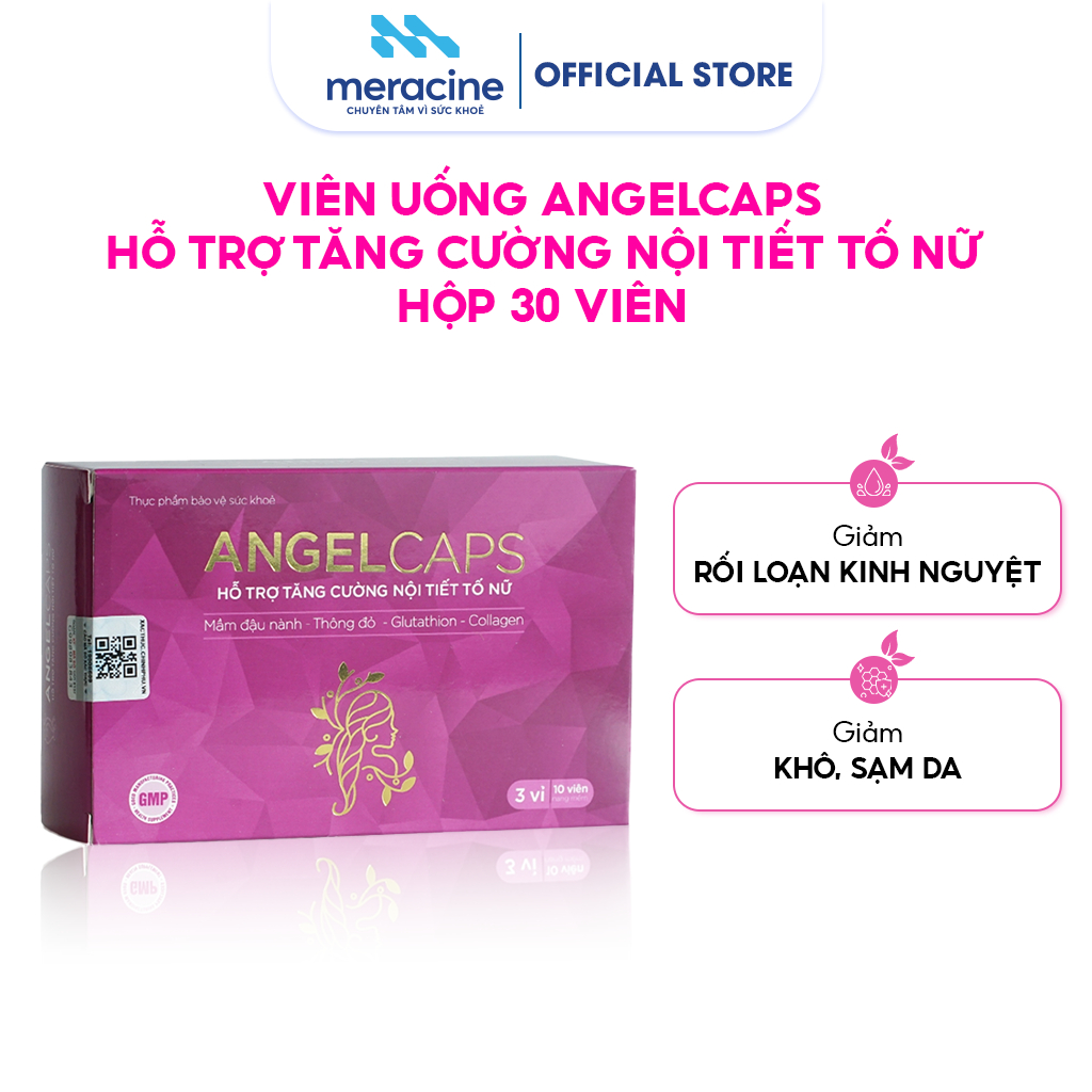 Viên uống Angelcaps hỗ trợ tăng cường nội tiết tố nữ, giảm khô, sạm da, rối loạn kinh nguyệt - Hộp 30 viên