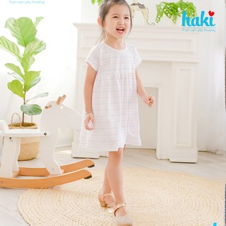 Váy bé gái cotton khoét giọt lệ họa tiết nơ tím xinh yêu Haki HK250