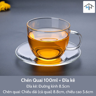 Cốc thủy tinh chịu nhiệt 100ml (Chén quai)