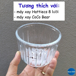 Cối Thủy Tinh Thay Thế cho máy xay Hattiecs - Máy xay CoCo Bear, 8 lưỡi dao