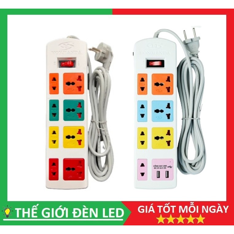 Ổ cắm điện đa năng có USB Honjianda 0448B công suất 3300w dây 3 mét chính hãng