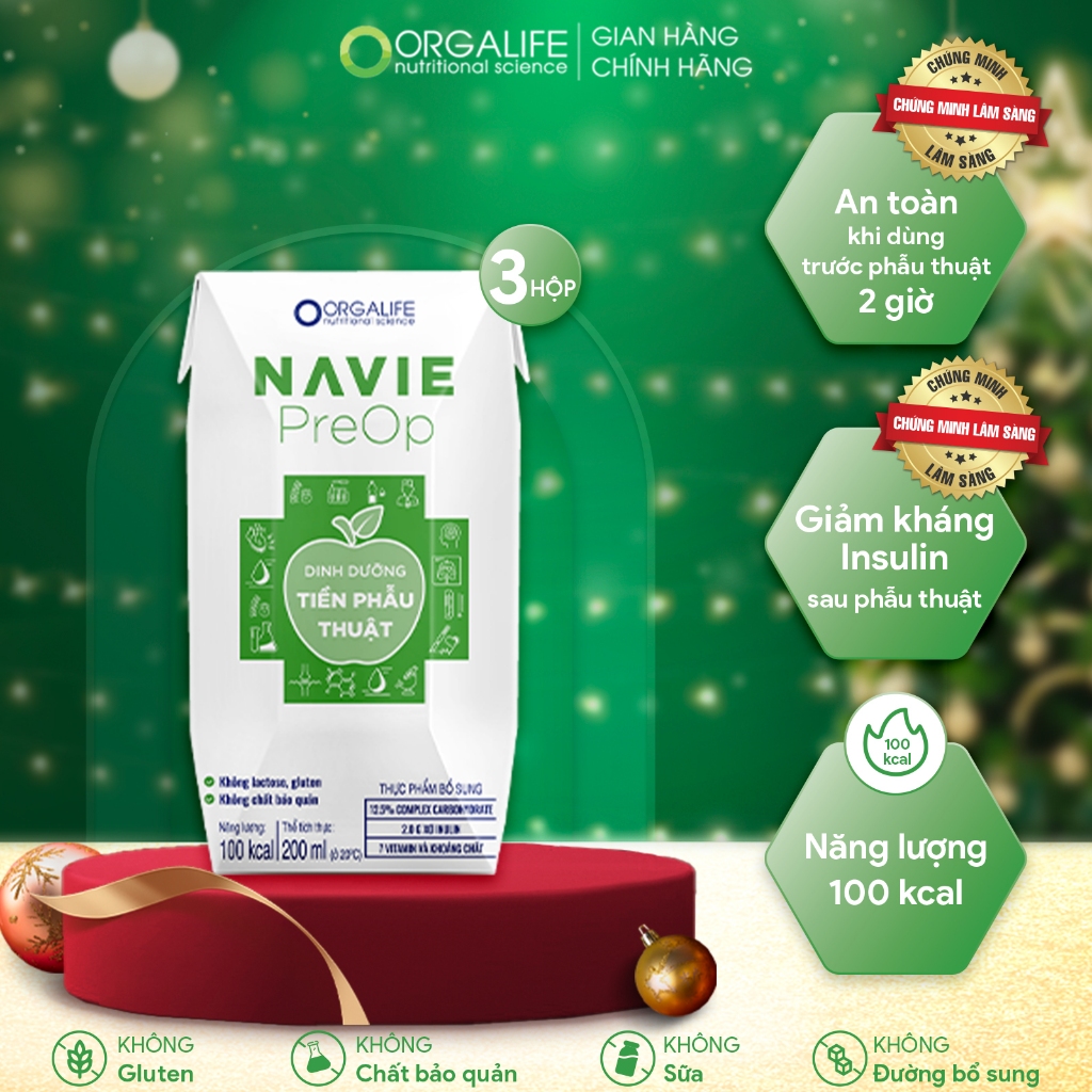 Soup uống dinh dưỡng người tiền phẩu thuật, giảm insulin, cao năng lượng, giảm căng thẳng Navie Preop 3 hộp (200ml/hộp)