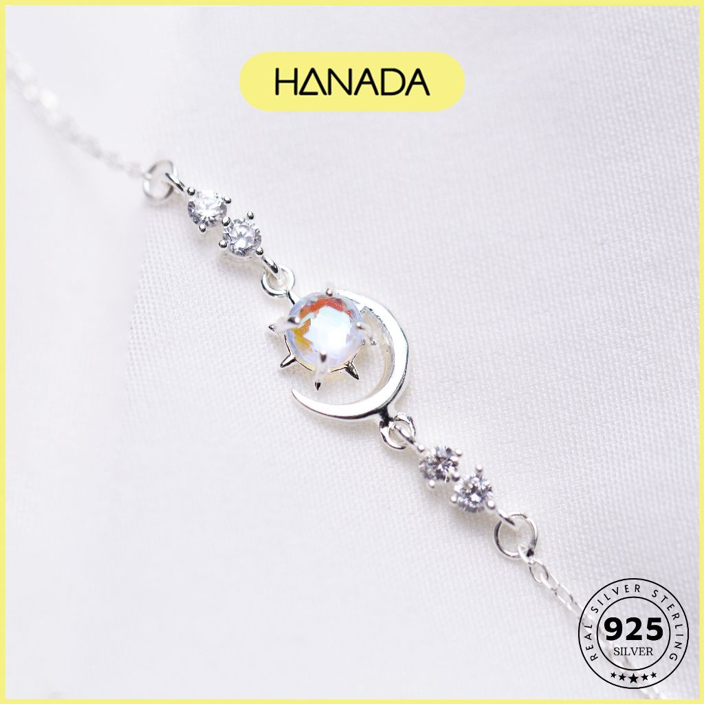 Lắc Tay Bạc 925 HANADA Hành Tinh Xanh Đá Moonstone Nhân Tạo 1120