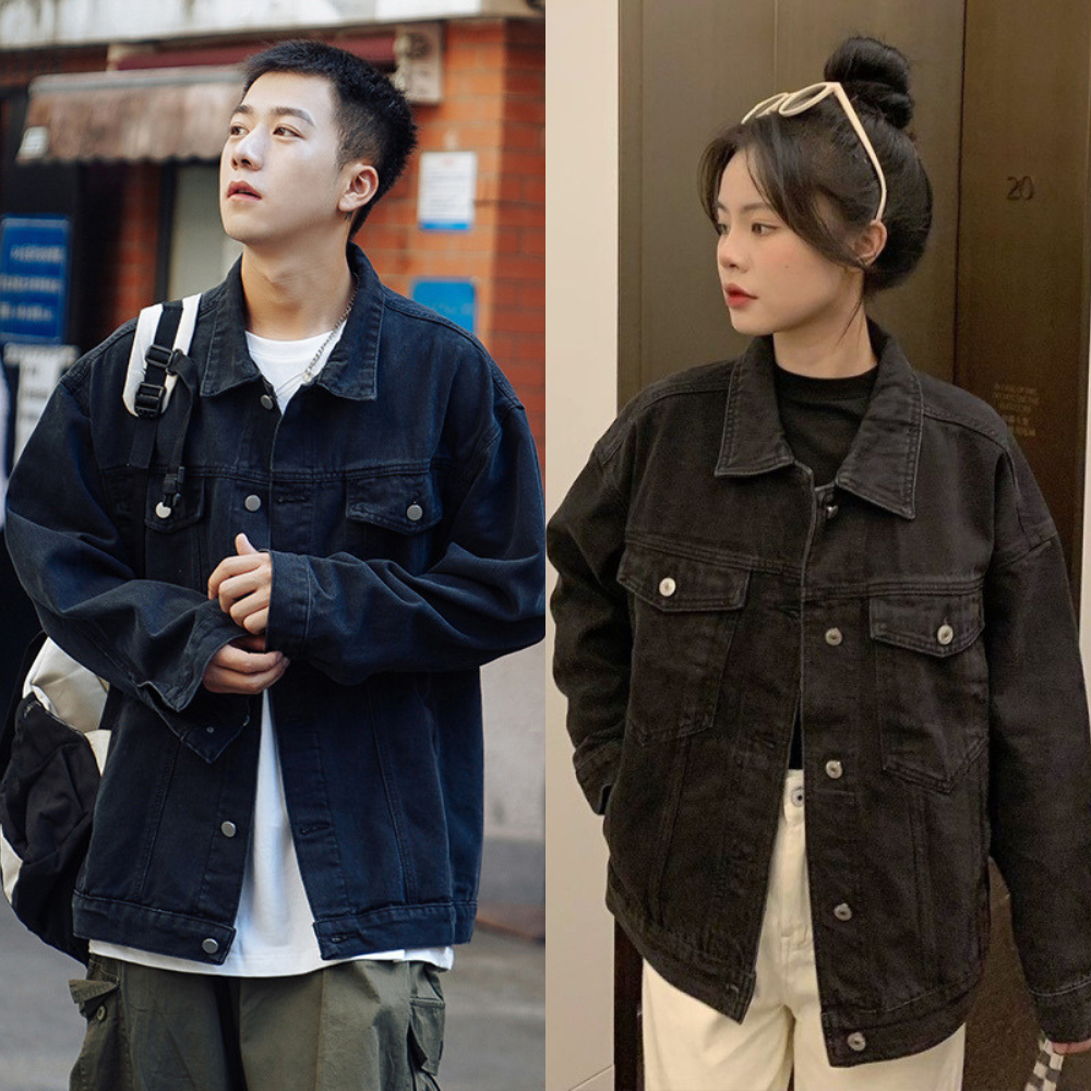 Áo Khoác Jean unisex MIAA Form Rộng đủ size , Áo khoác bò jean nam nữ form rộng chất jean dày dặn đủi size S-XXL