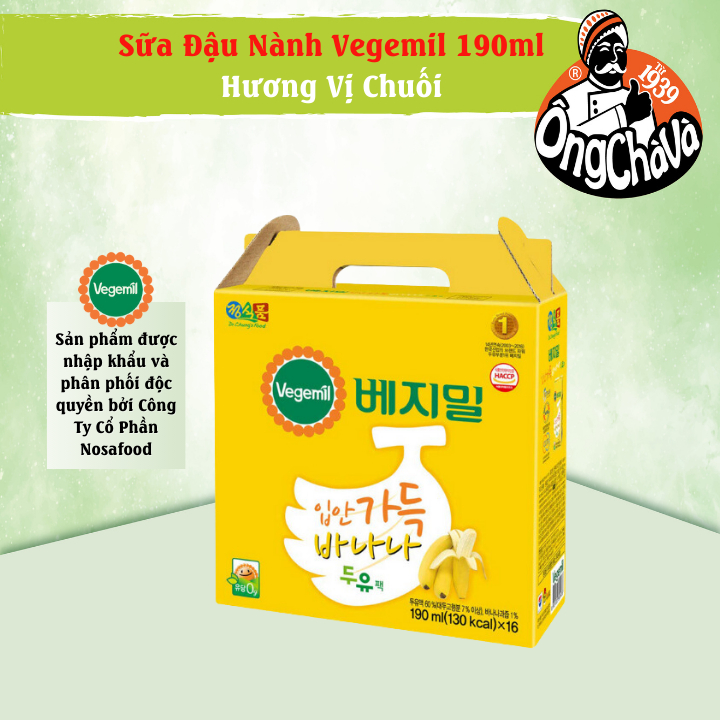 - Thùng 16 Hộp Sữa Đậu Nành Hương Vị Chuối Vegemil 190ml (Banana Soymilk)