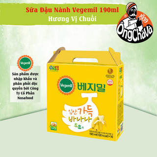 Khay 16 hộp sữa đậu nành hương vị chuối vegemil 190ml
