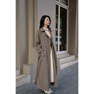 Hải trang in wool trench coat - măng tô dạ dáng dài từ bst fw23 the resonance of rattan art by december chris